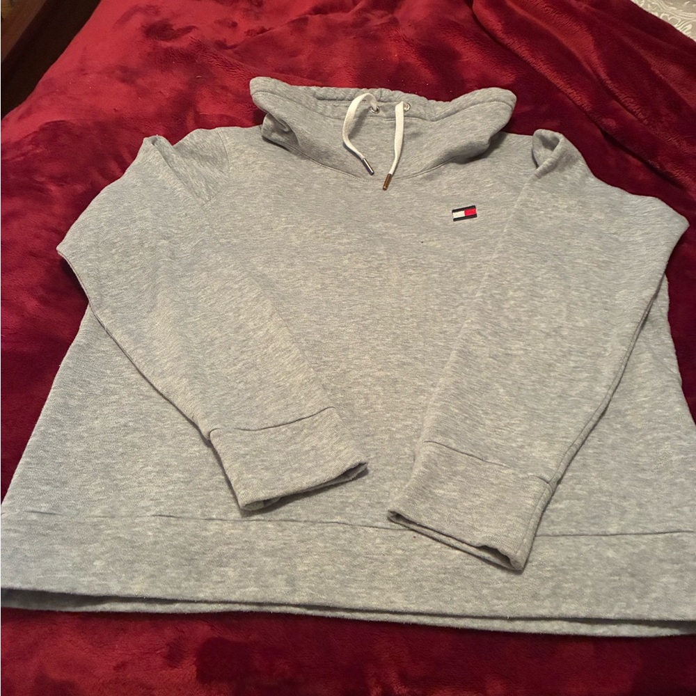Tommy Hilfiger Sport Gray Cowl Neck Sweater Tie Neck S/P  unisex. Pre-loved